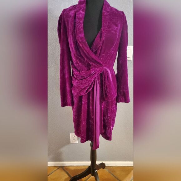 Shoshanna Dakota Draped Velvet Mini Dress Purple Women’s Size 6 - Picture 4 of 16